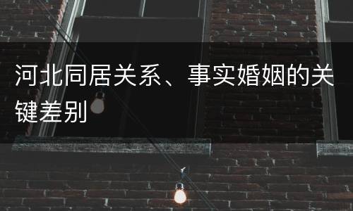 河北同居关系、事实婚姻的关键差别