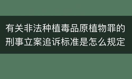 有关非法种植毒品原植物罪的刑事立案追诉标准是怎么规定