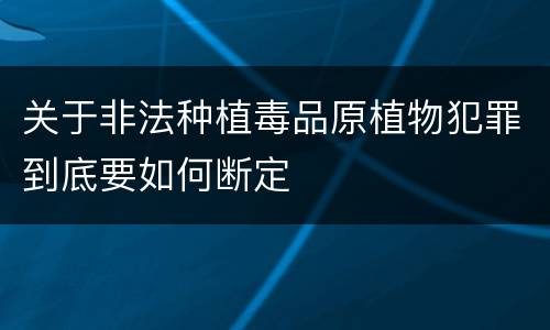 关于非法种植毒品原植物犯罪到底要如何断定