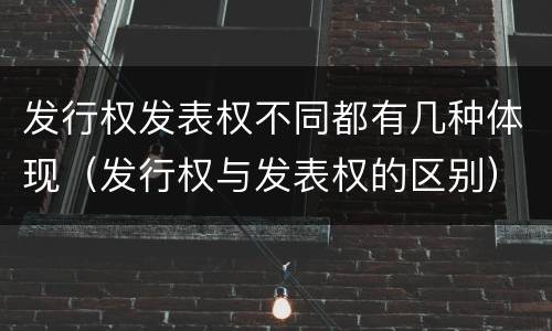 发行权发表权不同都有几种体现（发行权与发表权的区别）