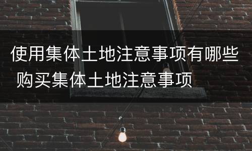 使用集体土地注意事项有哪些 购买集体土地注意事项