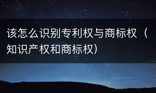 该怎么识别专利权与商标权(知识产权和商标权)