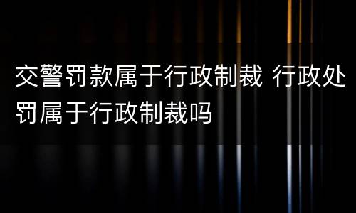 交警罚款属于行政制裁 行政处罚属于行政制裁吗