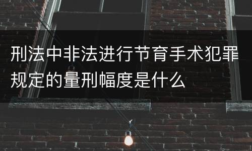 刑法中非法进行节育手术犯罪规定的量刑幅度是什么