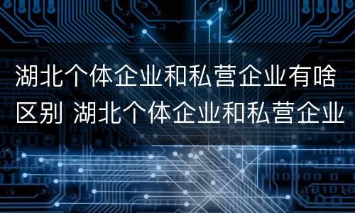 湖北个体企业和私营企业有啥区别 湖北个体企业和私营企业有啥区别吗