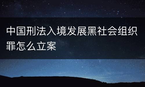中国刑法入境发展黑社会组织罪怎么立案
