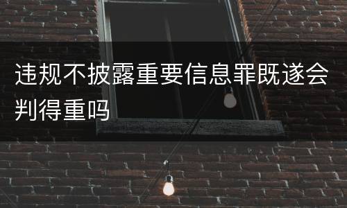 违规不披露重要信息罪既遂会判得重吗