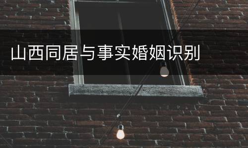 山西同居与事实婚姻识别