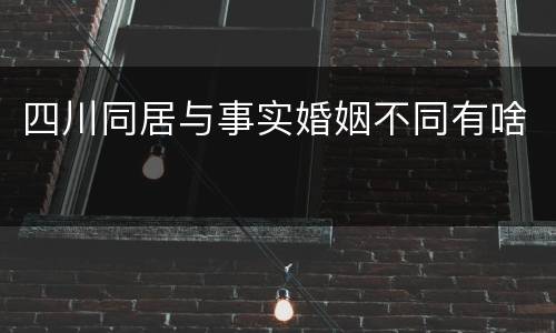 四川同居与事实婚姻不同有啥