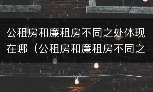 公租房和廉租房不同之处体现在哪（公租房和廉租房不同之处体现在哪里）