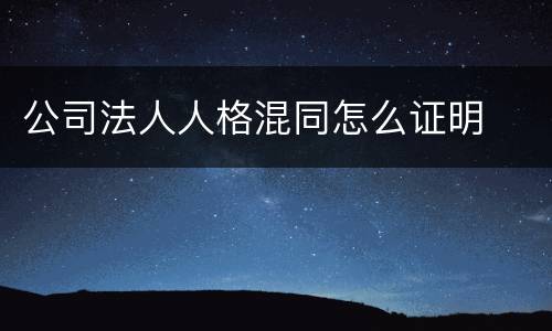 公司法人人格混同怎么证明