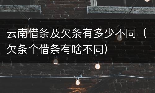 云南借条及欠条有多少不同（欠条个借条有啥不同）
