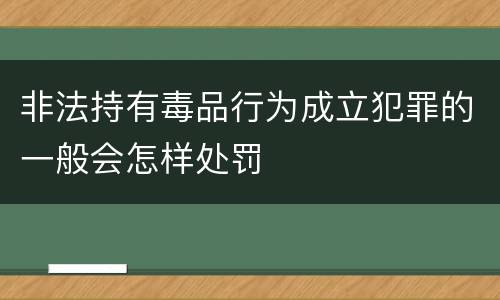 非法持有毒品行为成立犯罪的一般会怎样处罚