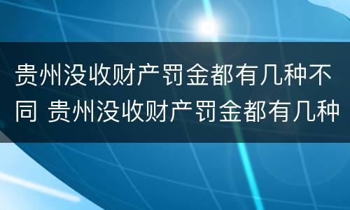 贵州没收财产罚金都有几种不同 贵州没收财产罚金都有几种不同情况