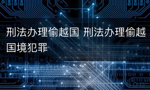 刑法办理偷越国 刑法办理偷越国境犯罪