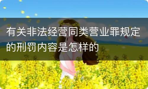 有关非法经营同类营业罪规定的刑罚内容是怎样的