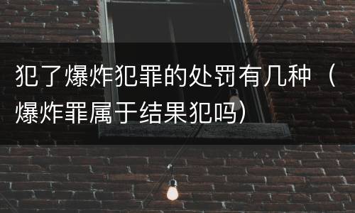 犯了爆炸犯罪的处罚有几种（爆炸罪属于结果犯吗）