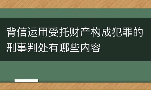 背信运用受托财产构成犯罪的刑事判处有哪些内容