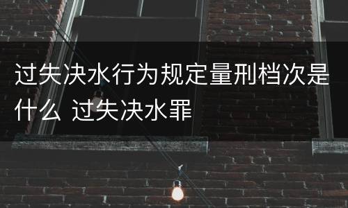 过失决水行为规定量刑档次是什么 过失决水罪