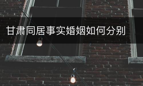 甘肃同居事实婚姻如何分别