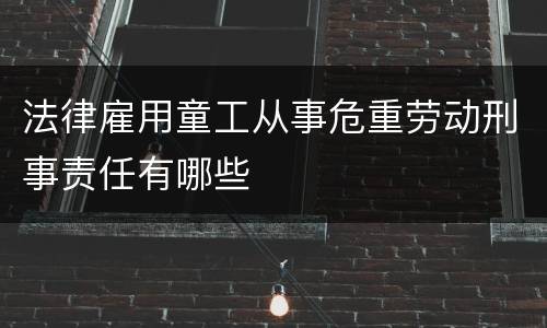 法律雇用童工从事危重劳动刑事责任有哪些