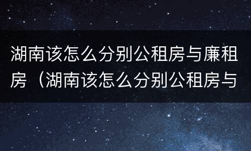 湖南该怎么分别公租房与廉租房（湖南该怎么分别公租房与廉租房呢）