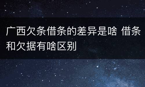 广西欠条借条的差异是啥 借条和欠据有啥区别