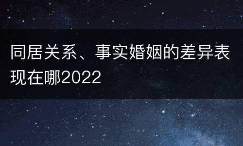 同居关系、事实婚姻的差异表现在哪2022