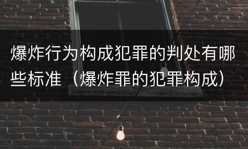 爆炸行为构成犯罪的判处有哪些标准（爆炸罪的犯罪构成）