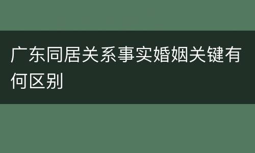 广东同居关系事实婚姻关键有何区别