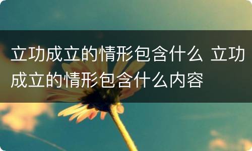 立功成立的情形包含什么 立功成立的情形包含什么内容