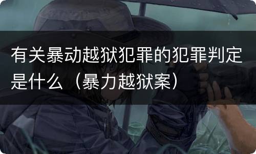 有关暴动越狱犯罪的犯罪判定是什么（暴力越狱案）