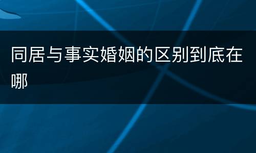 同居与事实婚姻的区别到底在哪