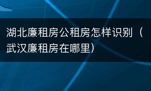 湖北廉租房公租房怎样识别（武汉廉租房在哪里）