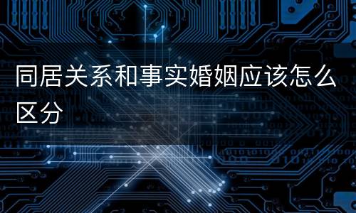 同居关系和事实婚姻应该怎么区分