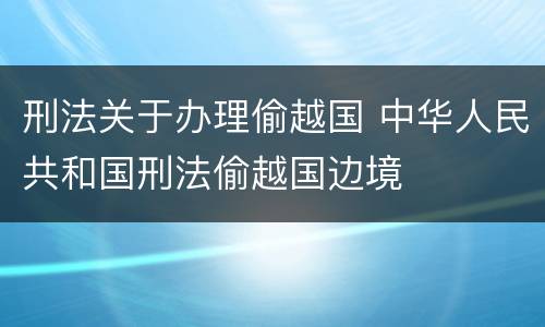 刑法关于办理偷越国 中华人民共和国刑法偷越国边境