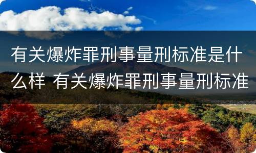 有关爆炸罪刑事量刑标准是什么样 有关爆炸罪刑事量刑标准是什么样的