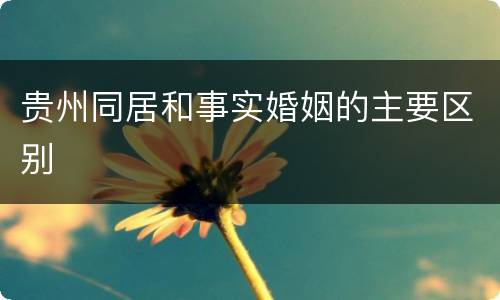 贵州同居和事实婚姻的主要区别