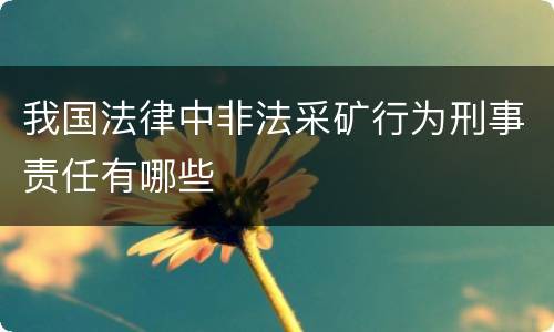 我国法律中非法采矿行为刑事责任有哪些