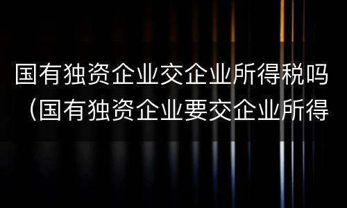 国有独资企业交企业所得税吗（国有独资企业要交企业所得税吗）