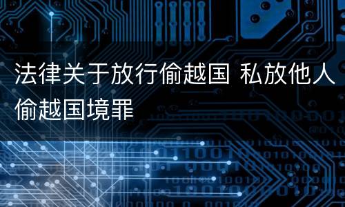 法律关于放行偷越国 私放他人偷越国境罪