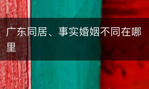 广东同居、事实婚姻不同在哪里