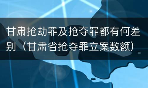 甘肃抢劫罪及抢夺罪都有何差别（甘肃省抢夺罪立案数额）