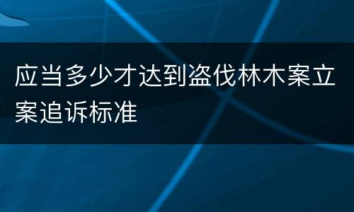 应当多少才达到盗伐林木案立案追诉标准