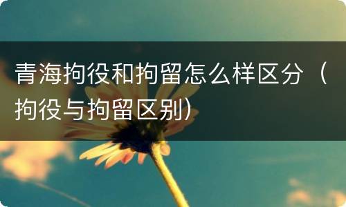 青海拘役和拘留怎么样区分（拘役与拘留区别）