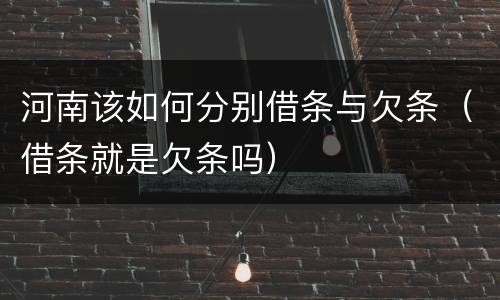 河南该如何分别借条与欠条（借条就是欠条吗）