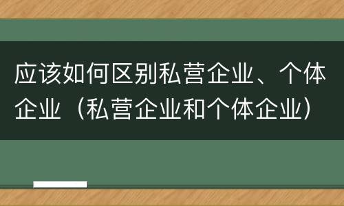 应该如何区别私营企业、个体企业（私营企业和个体企业）