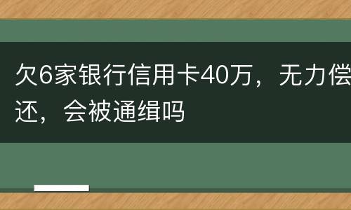 欠6家银行信用卡40万，无力偿还，会被通缉吗