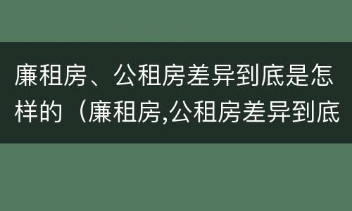 廉租房、公租房差异到底是怎样的（廉租房,公租房差异到底是怎样的情况）