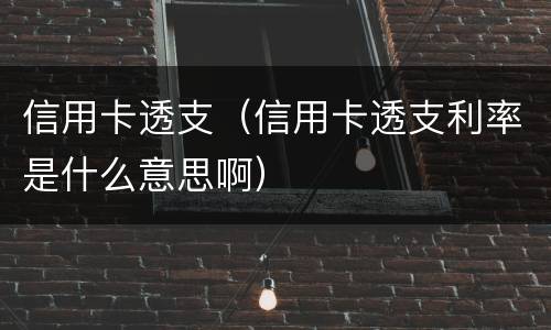 信用卡透支（信用卡透支利率是什么意思啊）